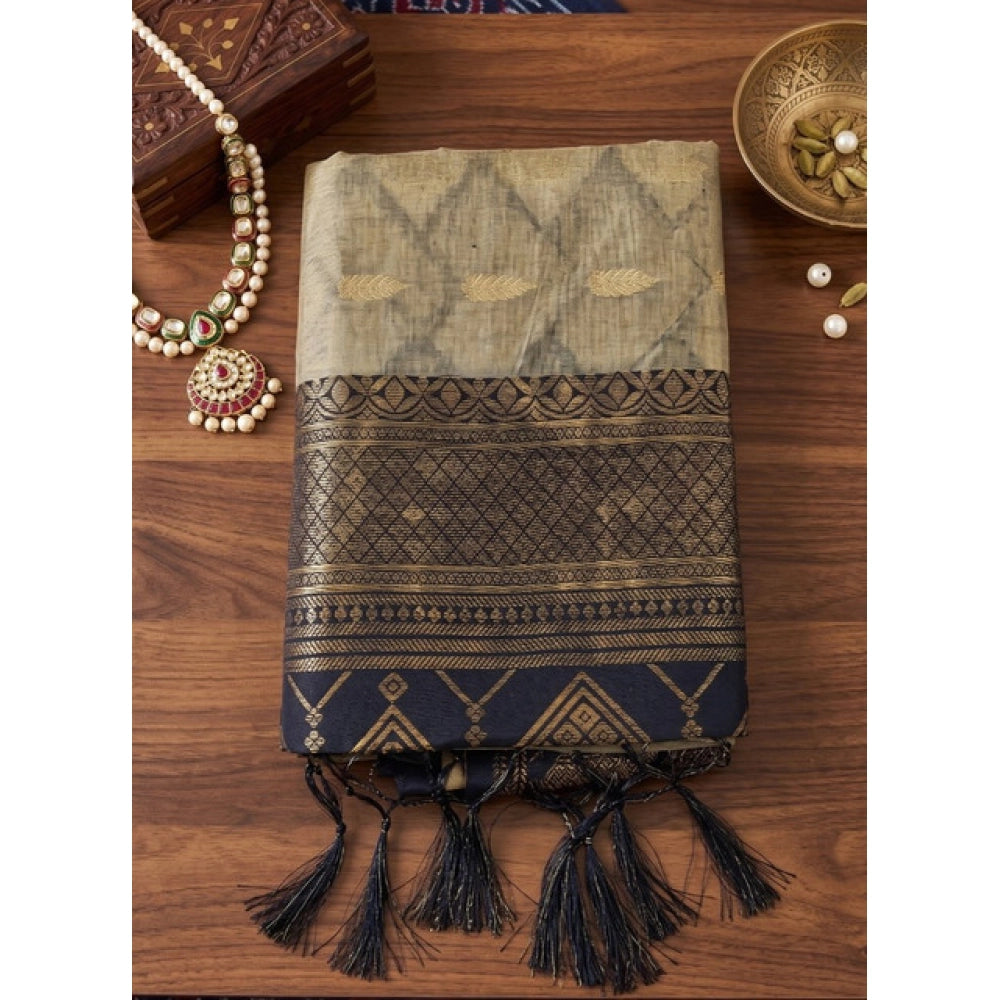 Women's Cotton Printed Saree With Unstitched Blouse 5.5 Mtr (Multicolor)