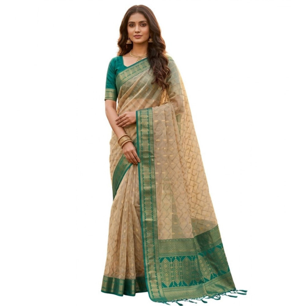 Women's Cotton Printed Saree With Unstitched Blouse 5.5 Mtr (Multicolor)