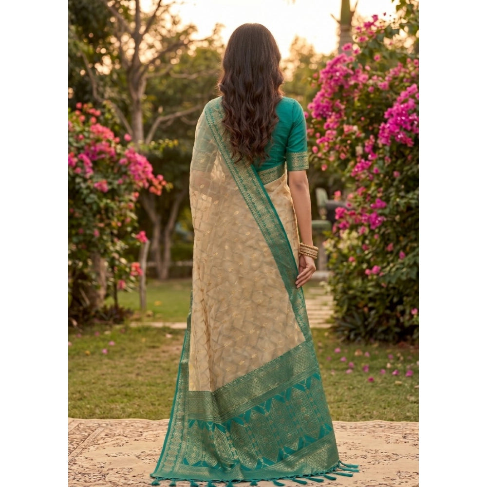 Women's Cotton Printed Saree With Unstitched Blouse 5.5 Mtr (Multicolor)
