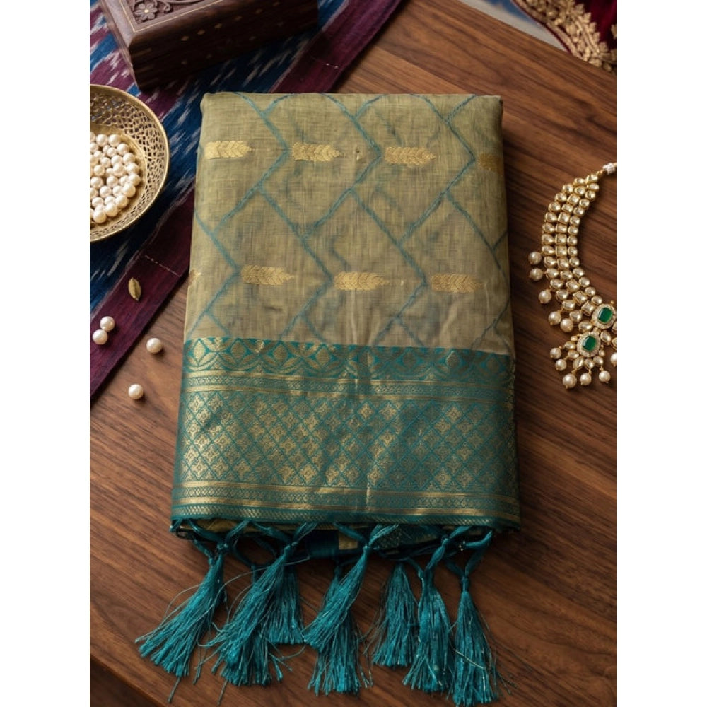 Women's Cotton Printed Saree With Unstitched Blouse 5.5 Mtr (Multicolor)