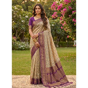 Women's Cotton Printed Saree With Unstitched Blouse 5.5 Mtr (Multicolor)