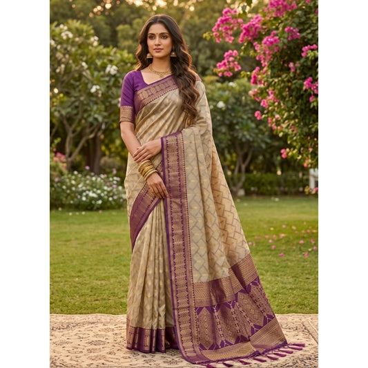 Women's Cotton Printed Saree With Unstitched Blouse 5.5m (Multicolor)