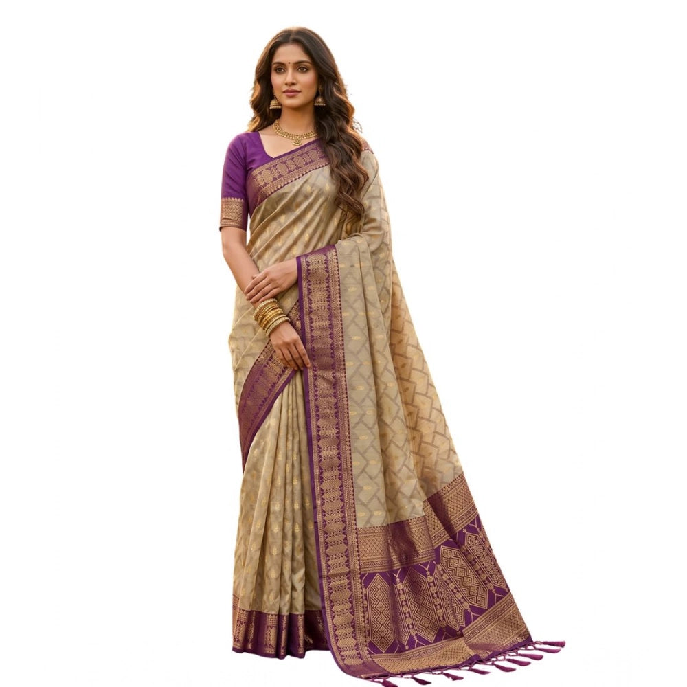 Women's Cotton Printed Saree With Unstitched Blouse 5.5 Mtr (Multicolor)