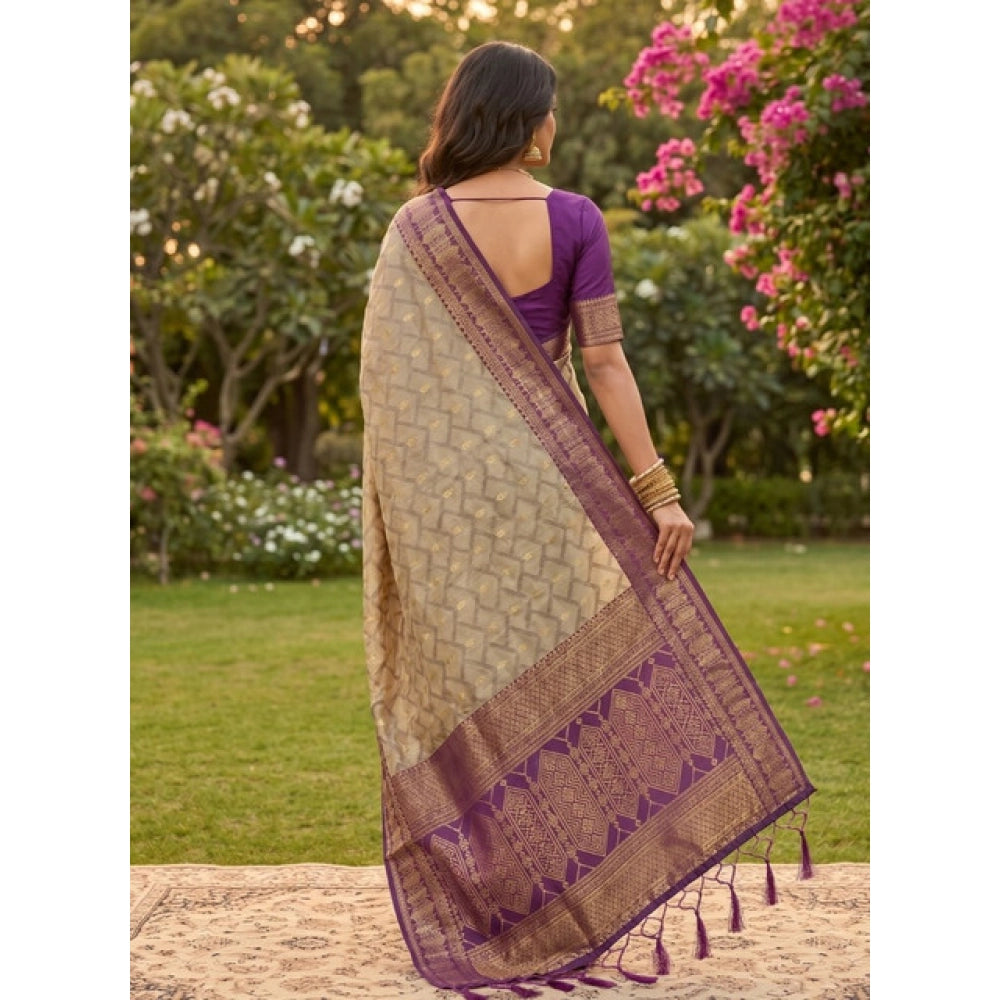 Women's Cotton Printed Saree With Unstitched Blouse 5.5 Mtr (Multicolor)