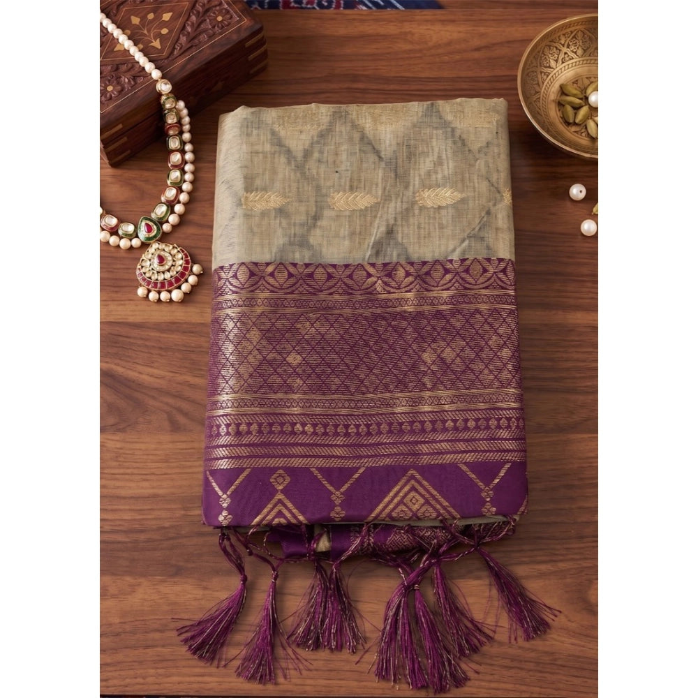 Women's Cotton Printed Saree With Unstitched Blouse 5.5 Mtr (Multicolor)
