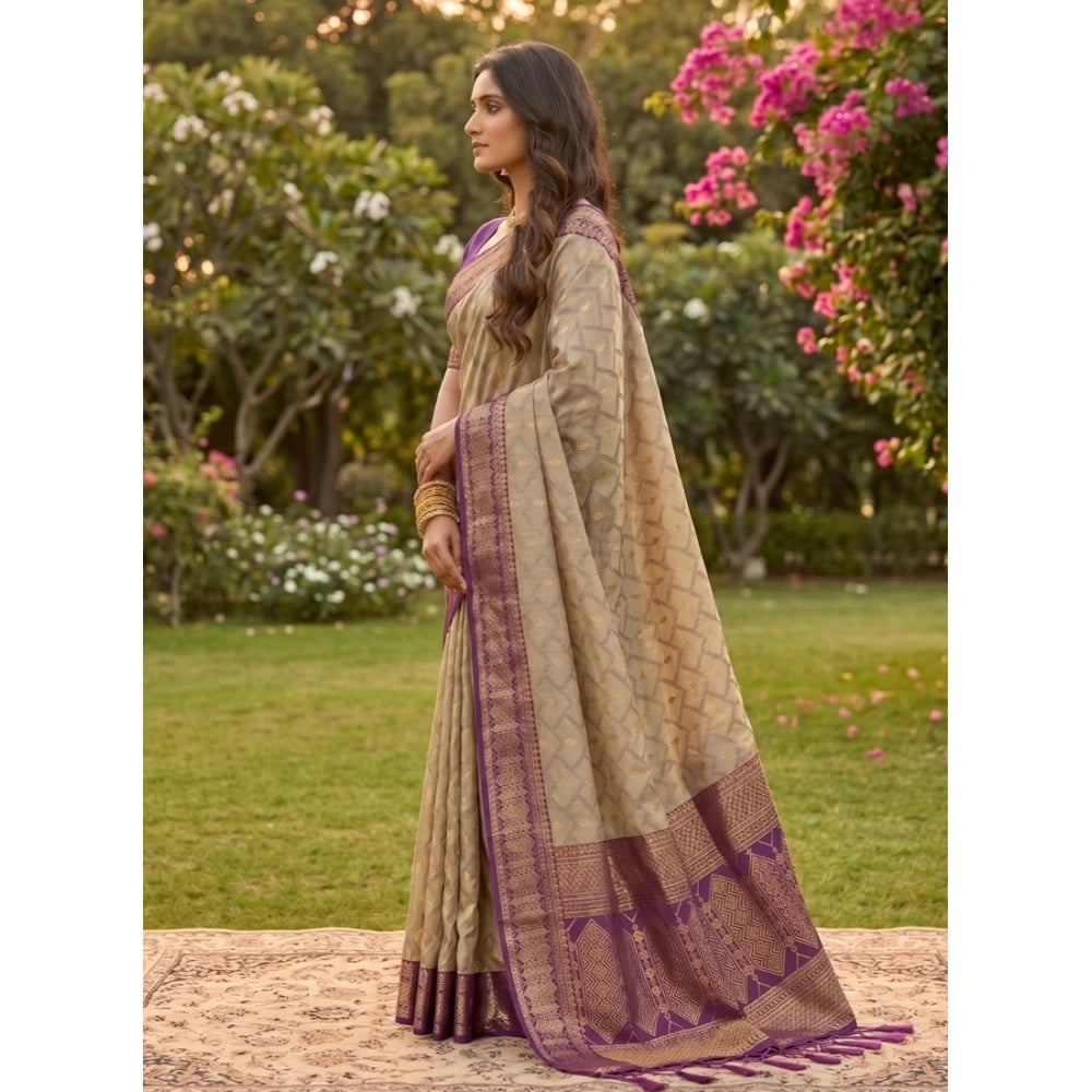 Women's Cotton Printed Saree With Unstitched Blouse 5.5 Mtr (Multicolor)