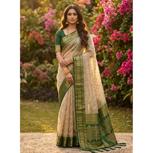 Women's Cotton Printed Saree With Unstitched Blouse 5.5m (Multicolor)