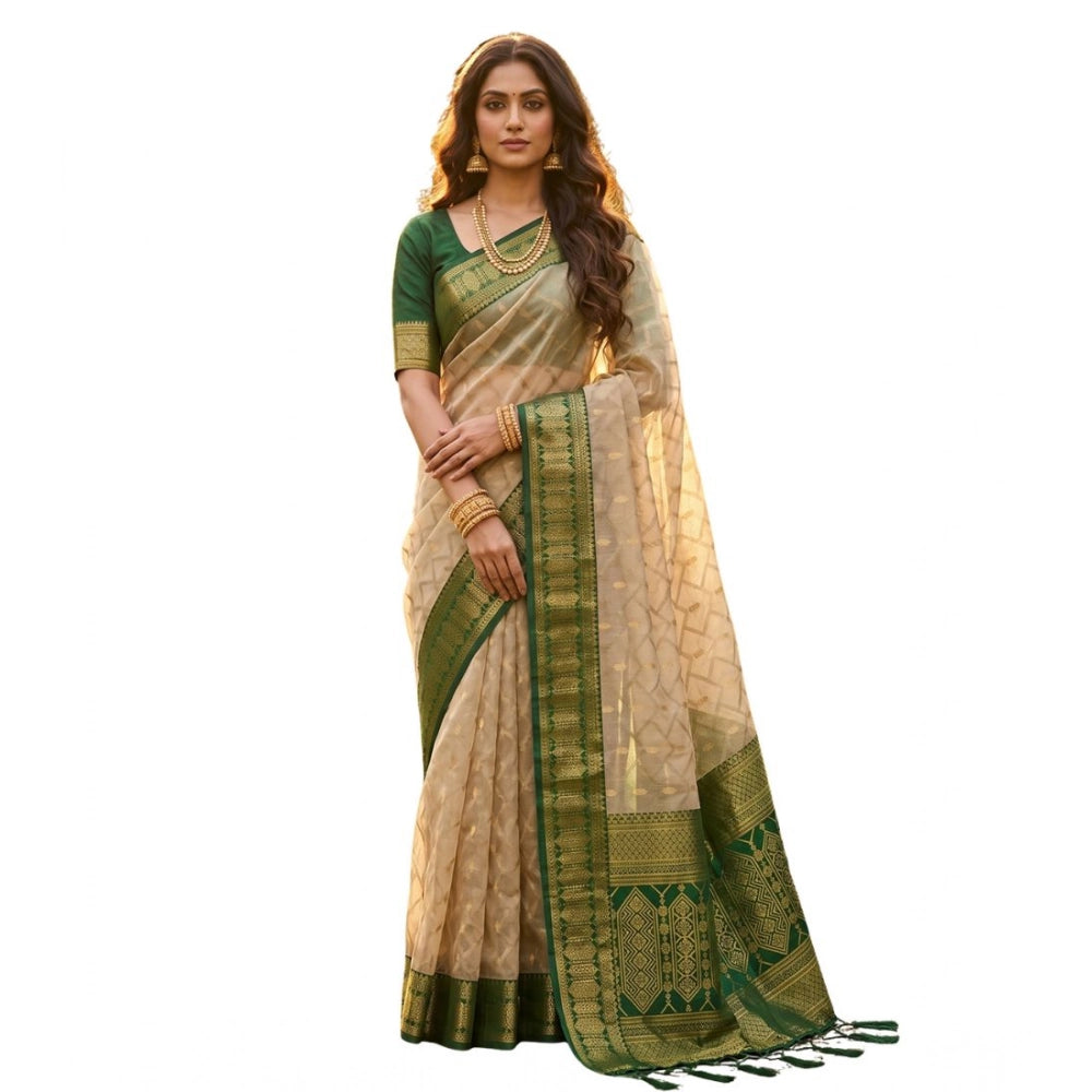 Women's Cotton Printed Saree With Unstitched Blouse 5.5 Mtr (Multicolor)