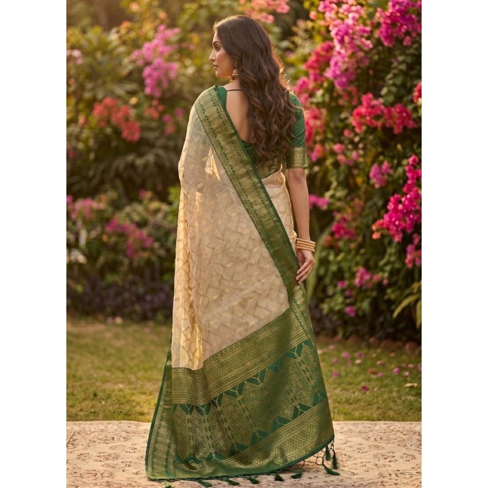 Women's Cotton Printed Saree With Unstitched Blouse 5.5 Mtr (Multicolor)