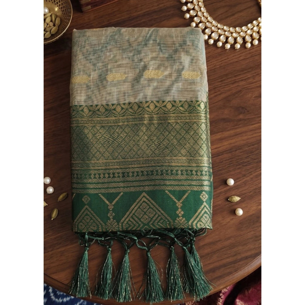 Women's Cotton Printed Saree With Unstitched Blouse 5.5 Mtr (Multicolor)