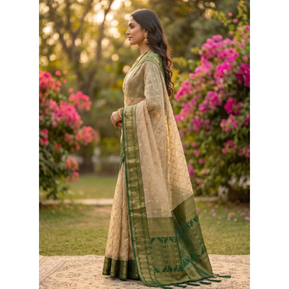 Women's Cotton Printed Saree With Unstitched Blouse 5.5 Mtr (Multicolor)
