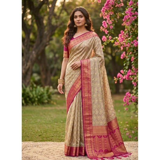 Women's Cotton Printed Saree With Unstitched Blouse 5.5m (Multicolor)