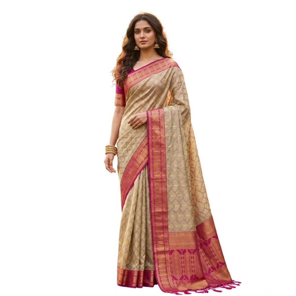 Women's Cotton Printed Saree With Unstitched Blouse 5.5 Mtr (Multicolor)