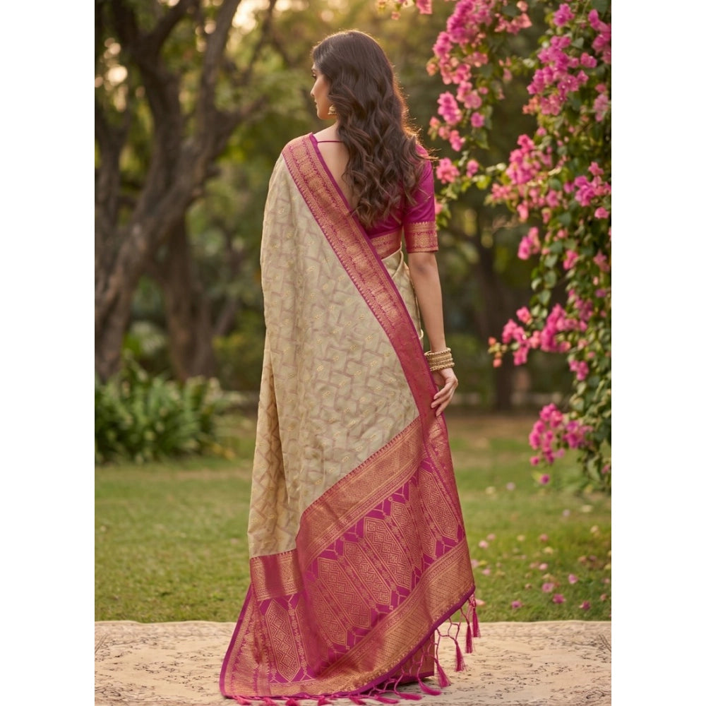 Women's Cotton Printed Saree With Unstitched Blouse 5.5 Mtr (Multicolor)