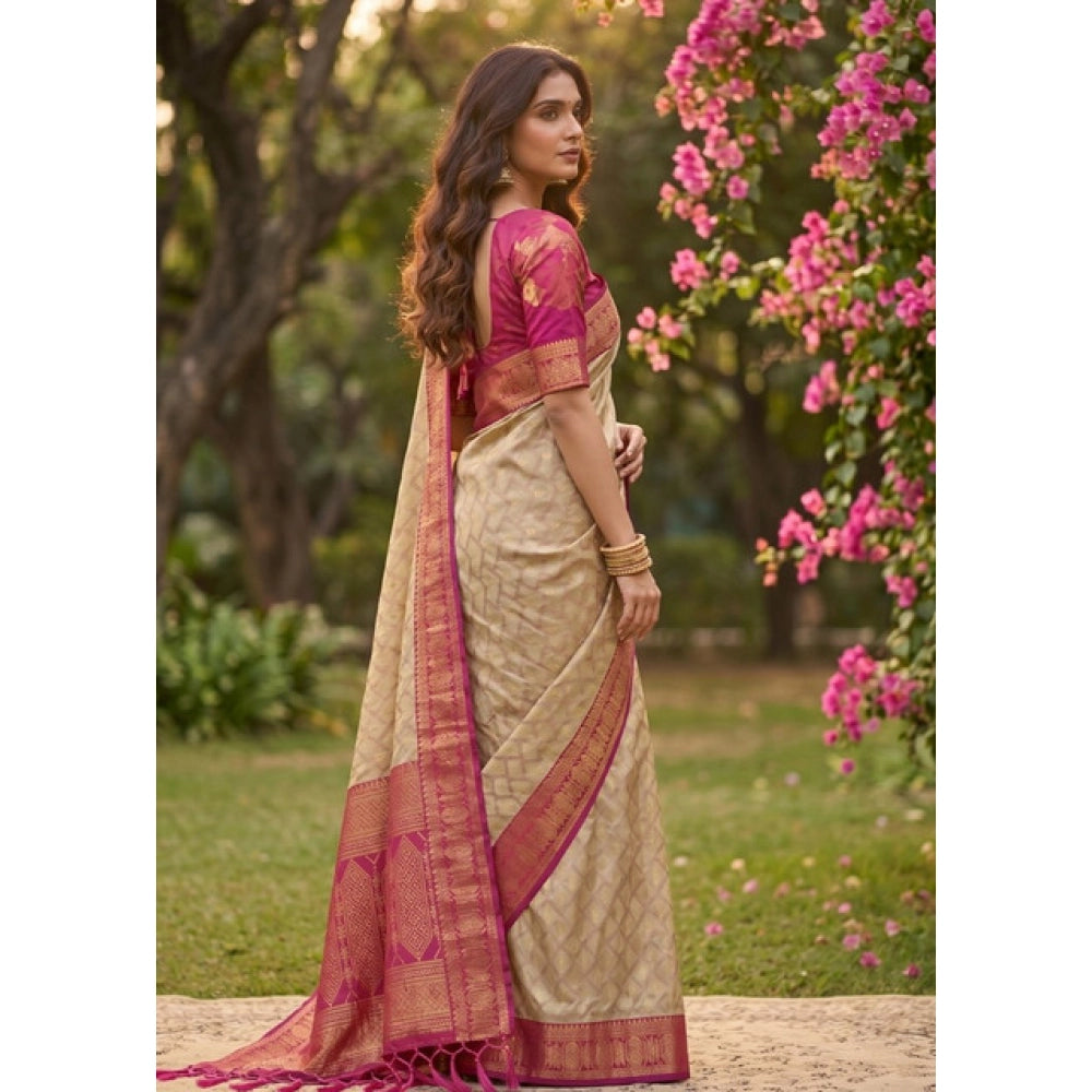 Women's Cotton Printed Saree With Unstitched Blouse 5.5 Mtr (Multicolor)
