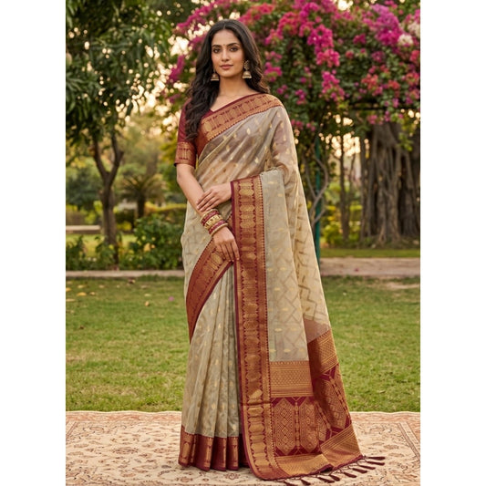 Women's Cotton Printed Saree With Unstitched Blouse 5.5m (Multicolor)