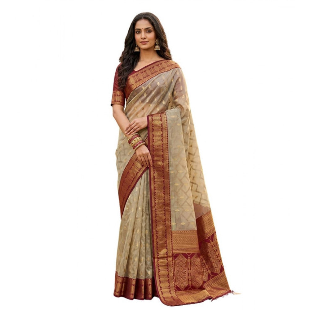 Women's Cotton Printed Saree With Unstitched Blouse 5.5 Mtr (Multicolor)