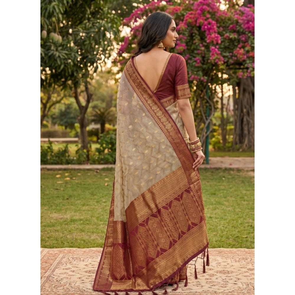 Women's Cotton Printed Saree With Unstitched Blouse 5.5 Mtr (Multicolor)