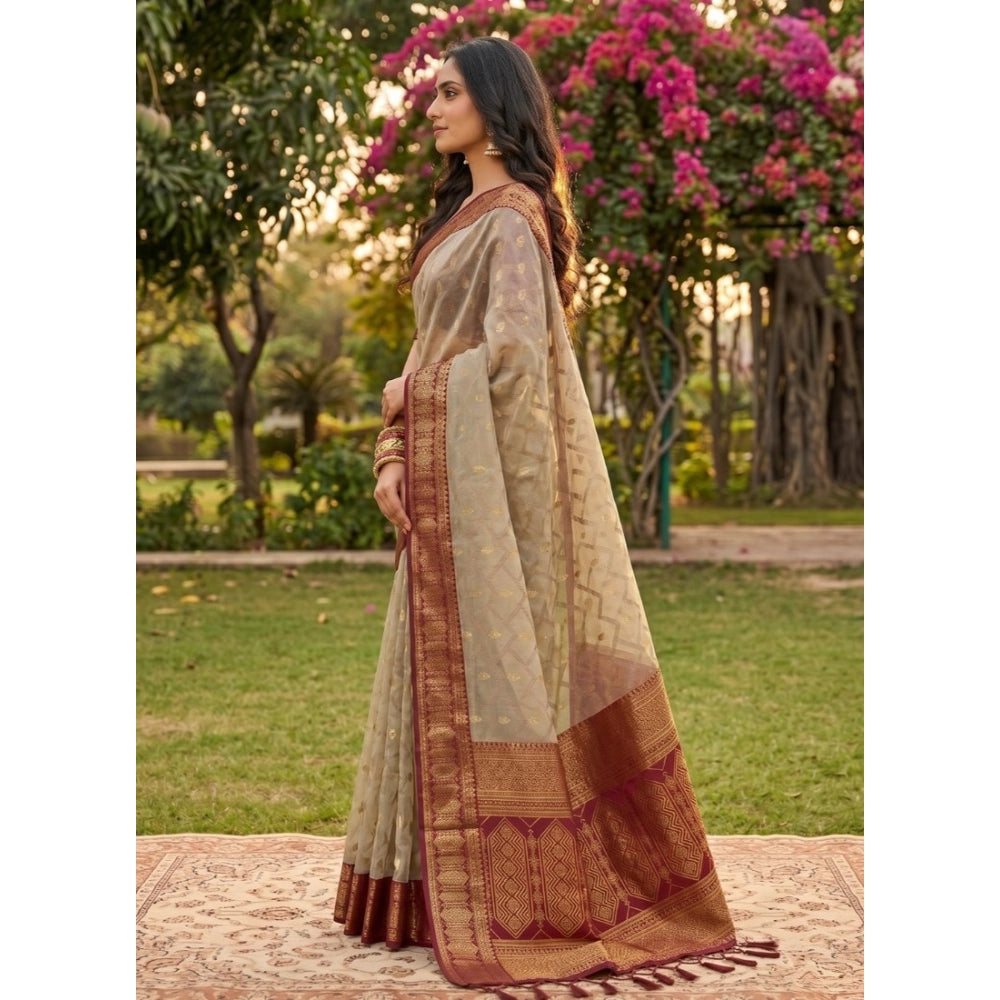 Women's Cotton Printed Saree With Unstitched Blouse 5.5 Mtr (Multicolor)