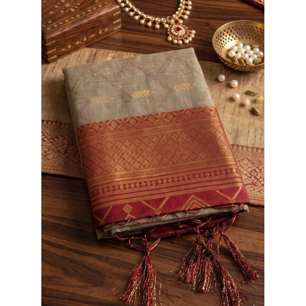 Women's Cotton Printed Saree With Unstitched Blouse 5.5 Mtr (Multicolor)