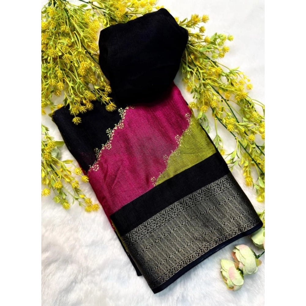 Women's Dola Silk Embellished Saree With Unstitched Blouse 5.5 Mtr (Multicolor)