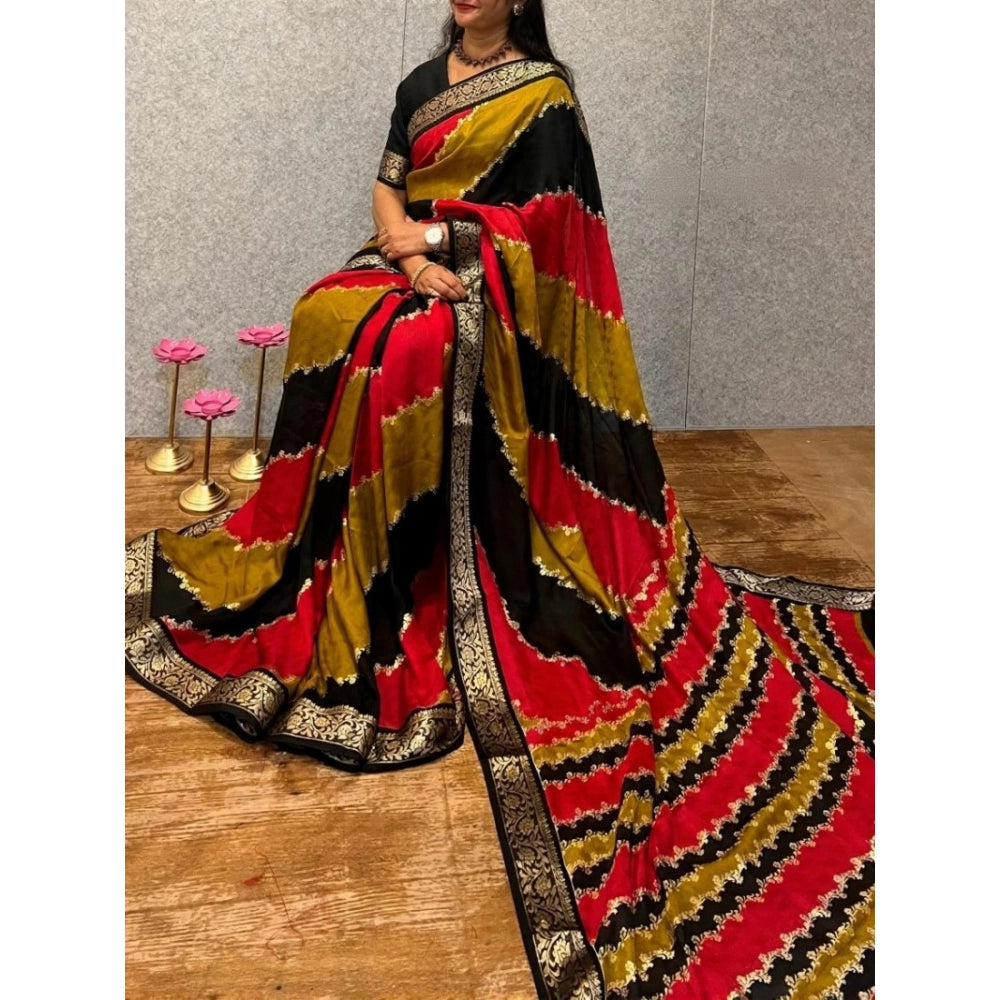 Women's Dola Silk Embellished Saree With Unstitched Blouse 5.5 Mtr (Multicolor)