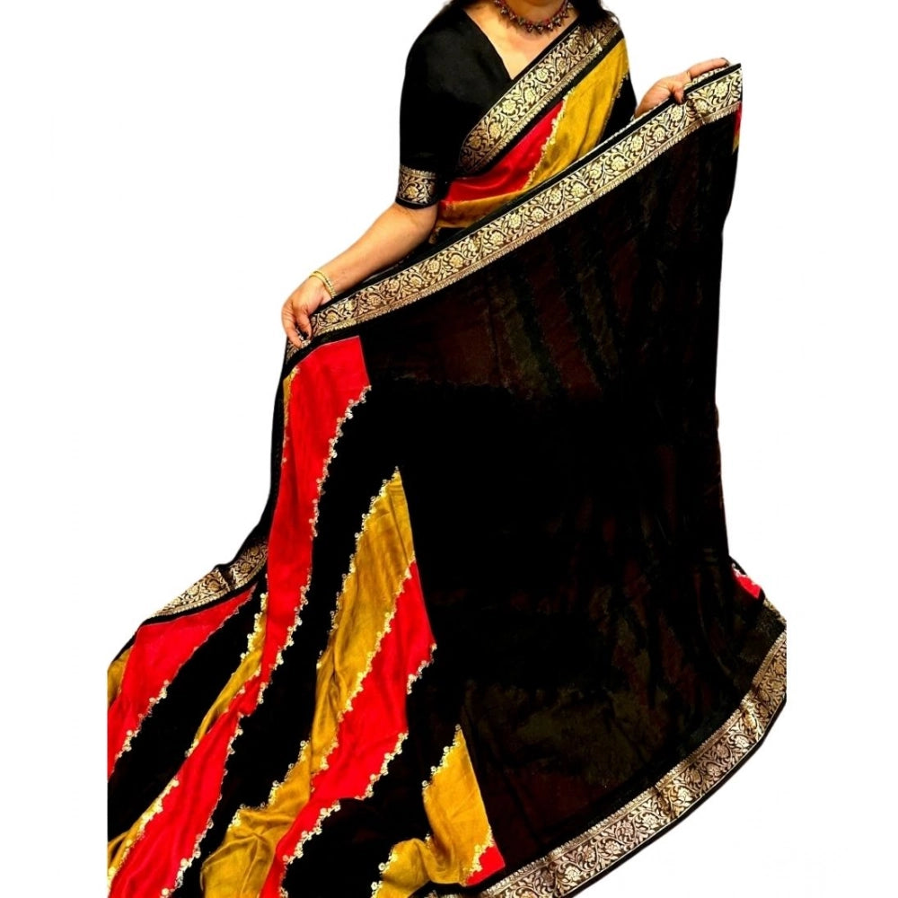 Women's Dola Silk Embellished Saree With Unstitched Blouse 5.5 Mtr (Multicolor)