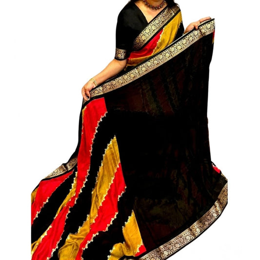 Women's Dola Silk Embellished Saree With Unstitched Blouse 5.5m (Multicolor)