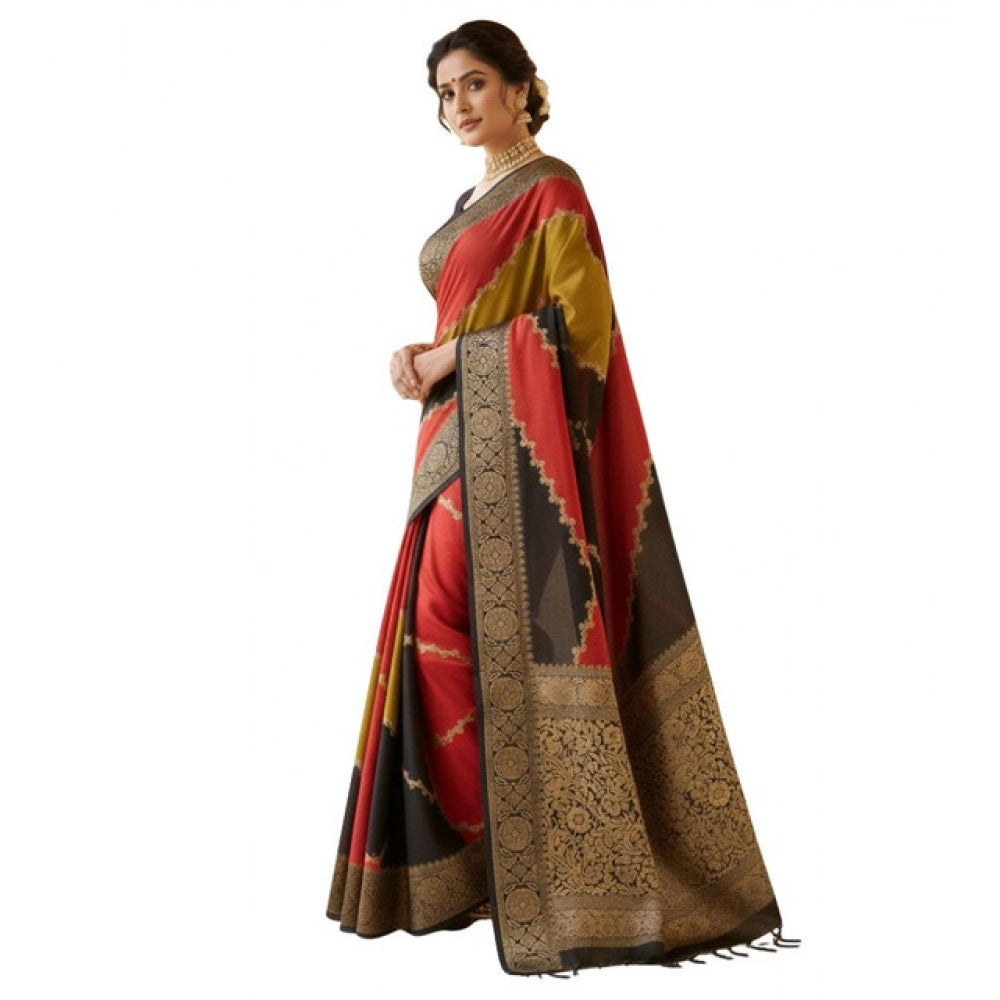 Women's Dola Silk Embellished Saree With Unstitched Blouse 5.5 Mtr (Multicolor)