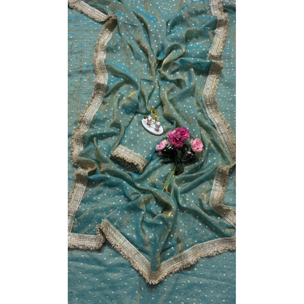 Women's Silk Embellished Saree With Unstitched Blouse 5.5 Mtr (Green)
