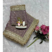 Women's Silk Embellished Saree With Unstitched Blouse 5.5 Mtr (Lavender)