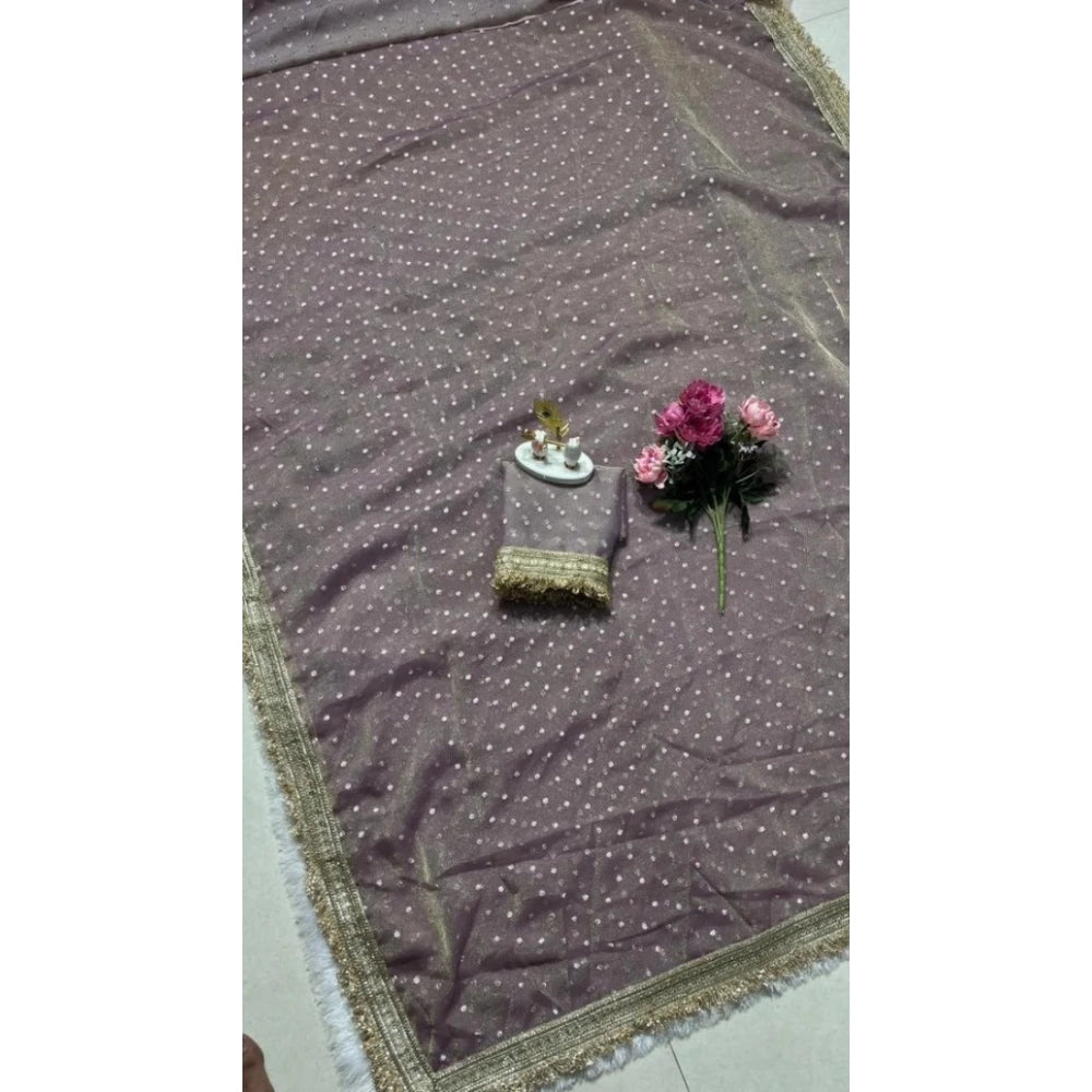 Women's Silk Embellished Saree With Unstitched Blouse 5.5 Mtr (Lavender)