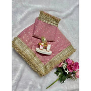 Women's Silk Embellished Saree With Unstitched Blouse 5.5 Mtr (Pink)