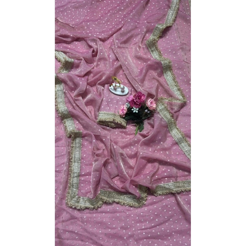 Women's Silk Embellished Saree With Unstitched Blouse 5.5 Mtr (Pink)