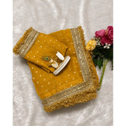 Women's Silk Embellished Saree With Unstitched Blouse 5.5 Mtr (Yellow)