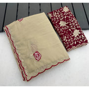 Women's Star Georgette Embroidered Saree With Unstitched Blouse 5.5 Mtr (Cream)