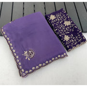 Women's Star Georgette Embroidered Saree With Unstitched Blouse 5.5 Mtr (Purple)