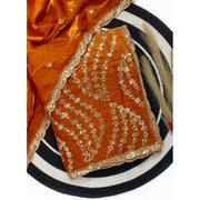Women's Satin Embellished Saree With Unstitched Blouse 5.5 Mtr (Orange)