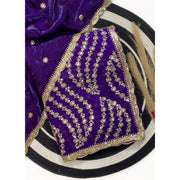 Women's Satin Embellished Saree With Unstitched Blouse 5.5 Mtr (Purple)
