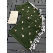 Women's Georgette Embellished Saree With Unstitched Blouse 5.5 Mtr (Green)