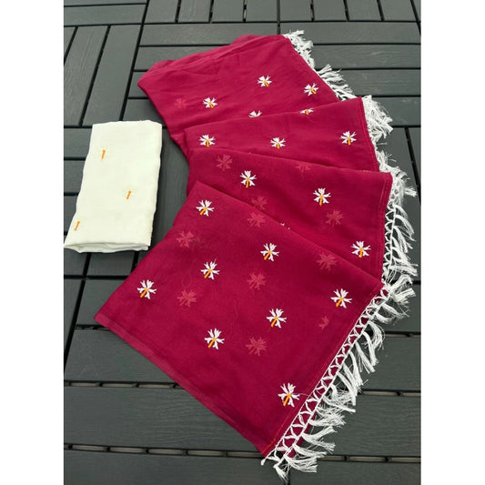 Women's Georgette Embellished Saree With Unstitched Blouse 5.5m (Pink)