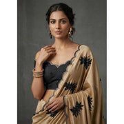 Women's Viscose Silk Embroidered Saree With Unstitched Blouse 5.5 Mtr (Beige)