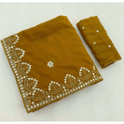 Women's Georgette Embellished Saree With Unstitched Blouse 5.5 Mtr (Mustard-Yellow)