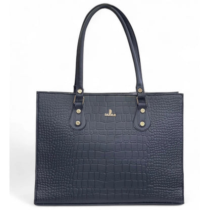 Women's Polyurethane Croco Shoulder Tote Bag (Black) - POPNOVA