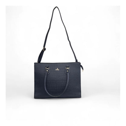 Women's Polyurethane Croco Shoulder Tote Bag (Black) - POPNOVA