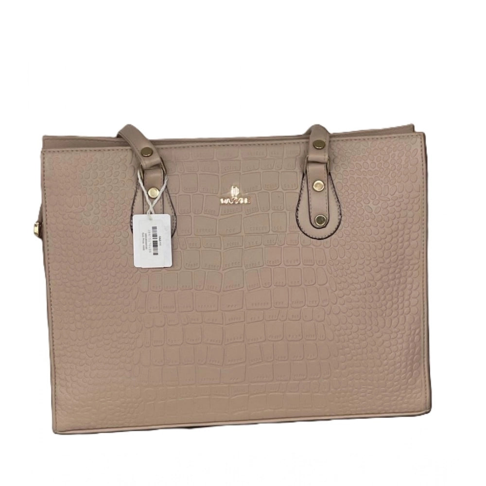 Women's Polyurethane Croco Shoulder Tote Bag (Beige) - POPNOVA