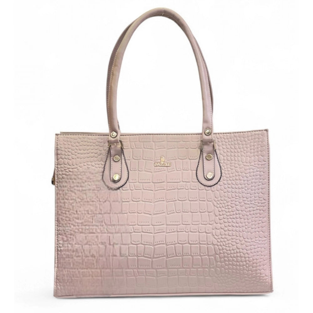 Women's Polyurethane Croco Shoulder Tote Bag (Beige) - POPNOVA