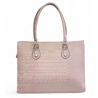 Women's Polyurethane Croco Shoulder Tote Bag (Beige) - POPNOVA