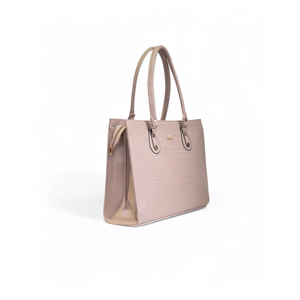 Women's Polyurethane Croco Shoulder Tote Bag (Beige) - POPNOVA