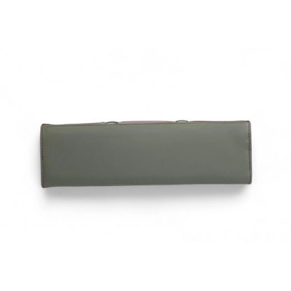 Women's Polyurethane Solid Structured Shoulder Tote Handbag (Sage Green-Burgundy) - POPNOVA